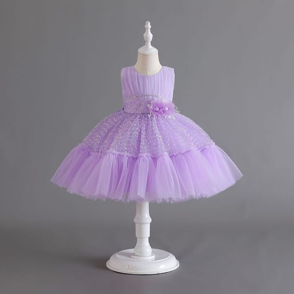 Beleza rosa azul roxo jóia branca menina de aniversário/festa de festa vestidos de concurso de menina vestidos de flor de meninas de meninas todos os eséficas todos os dias