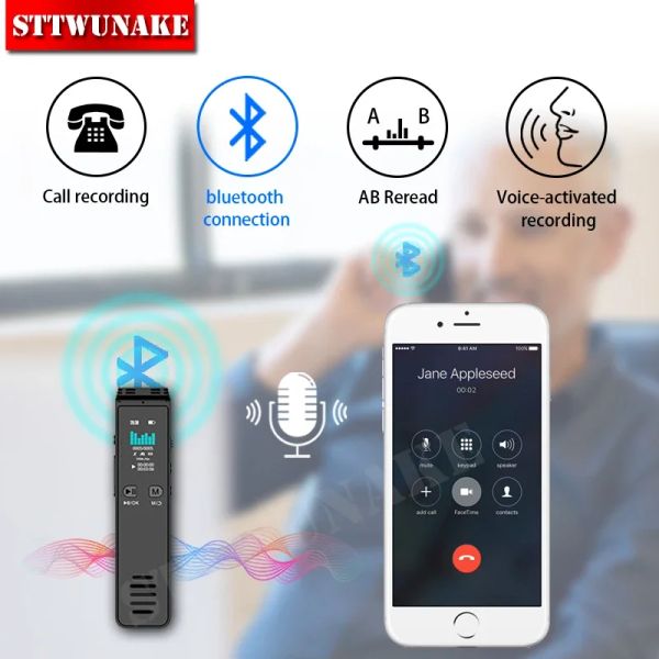 Регистратор Bluetooth Digital Voice Actived Recorder Профессиональное звукозаписывание звукозаписи аудио прослушивание диктафона sttwunake