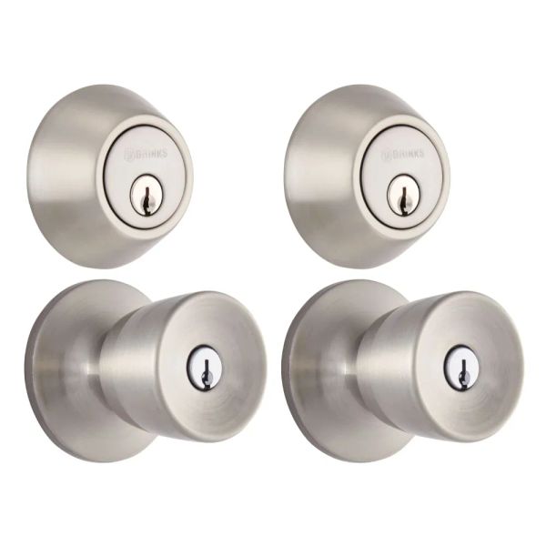 Sperren Keyed Entry Tulpe Türknauf und Deadbolt Combo, Satin Nickel Finish, Twin Pack Door Lock -Sicherheitsschutz