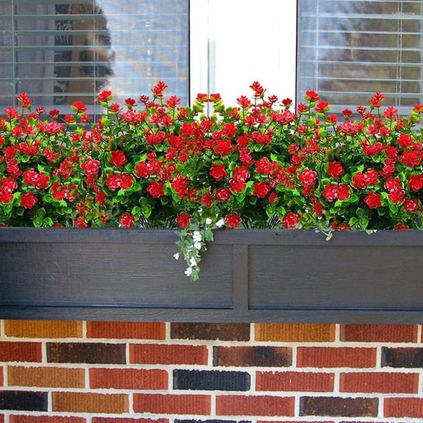 Dekorative Blumen Balkon Geschenk Künstlicher Blumentisch Herzstück Rot Eukalyptus DIY Home Innenhause im Freien Hochzeit Dachendekoration
