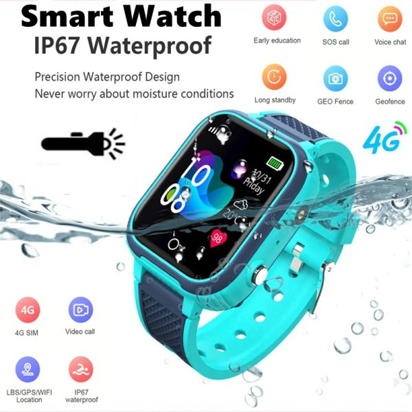 Uhren 4G Smart Watch Kids LT21 GPS WiFi Videoanruf SOS wasserdichte Kinder digitale Armbandwatch -Kamera Monitor Tracker Standort Telefon Uhr