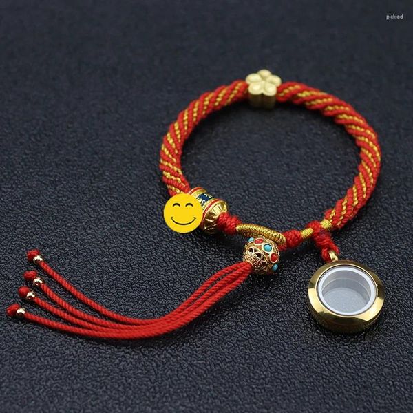 Charm Armbänder 1PC handgefertigtes tibetisches Armband Füllbares Edelstahl -Glas -Lockermangemis