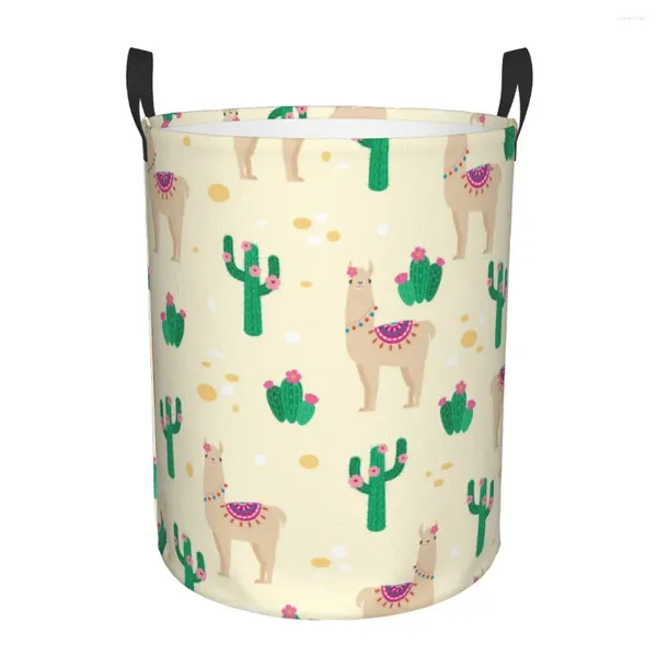 Waschbeutel wasserdichtes Aufbewahrungsbeutel Wüste Alpaka Kaktus Blume Haushalt schmutziger Korb Klapper Kleidung Spielzeug Organisator