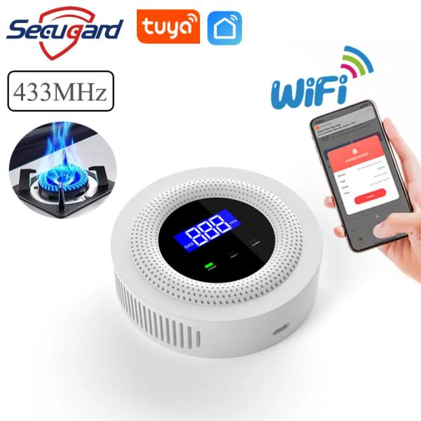 Detector Wi -Fi Detector de gás Tuya Smart LPG Sensor de vazamento LCD Displair Detectores de vazamento de gás natural Aplicativo