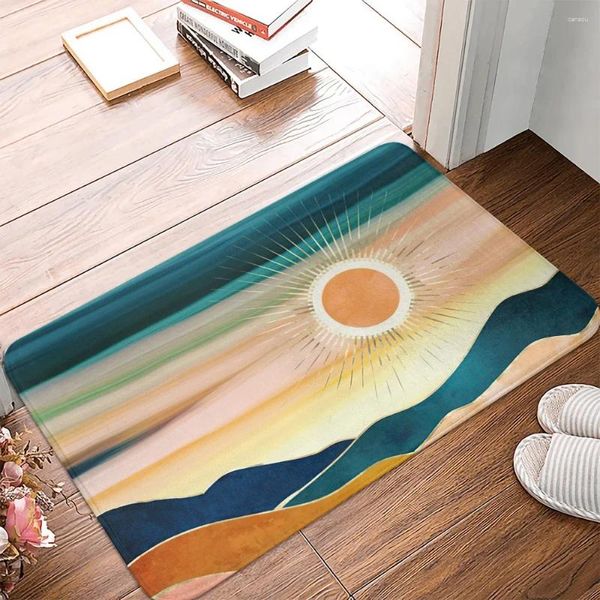 Tappeti rossi sole colore ad olio dipinto moquette ingresso tappeto da bagno tappeti da bagno assorbenti tappeto da cucina anti-slip per casa decorativa