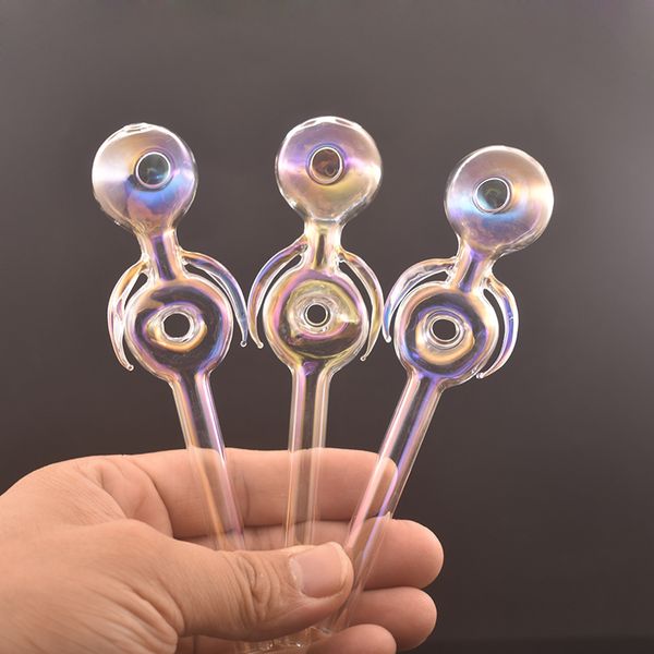 5pcs nova chegada arco -íris cor de vidro de vidro queimador de vidro Tubro 30 mm tigela grande 14 cm lenght grosso pyrex colorido palha de palha tubo de fumante