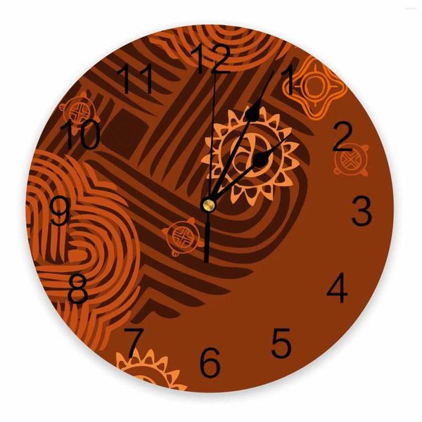 Orologi da parete africano cultura etnica decorativa orologio rotondo numeri arabi design non ticchettio per le camere da letto bagno