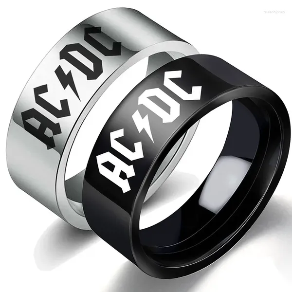 Anéis de casamento aço inoxidável AD DC Ring Rock Band Logo Jeia Titanium Minimalist punk masculino