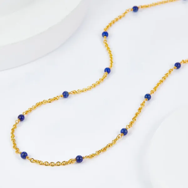 Catene al collo all'ingrosso chokers lapis lapis tiep naturale collana in rilievo 925 collane in argento sterling per donne