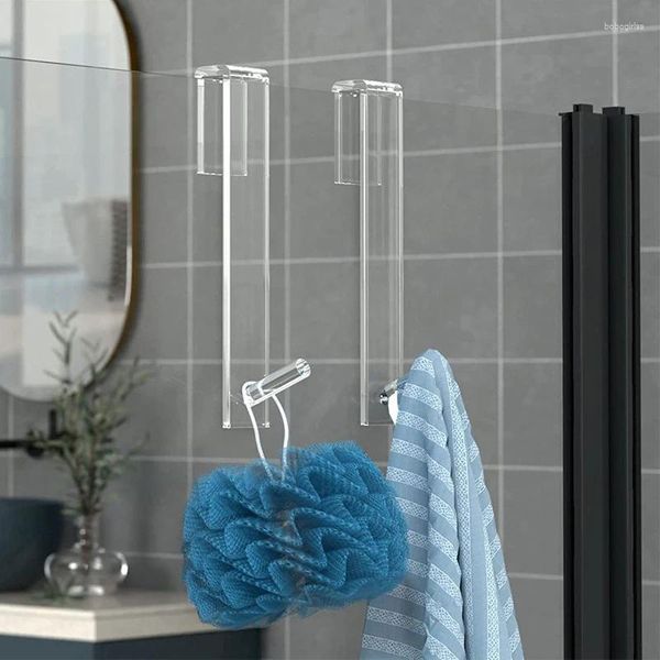 Крюки Акриловая ванная комната прозрачная сильная самоклеящаяся дверная стена крюк без бурения требуется для душа аксессуаров