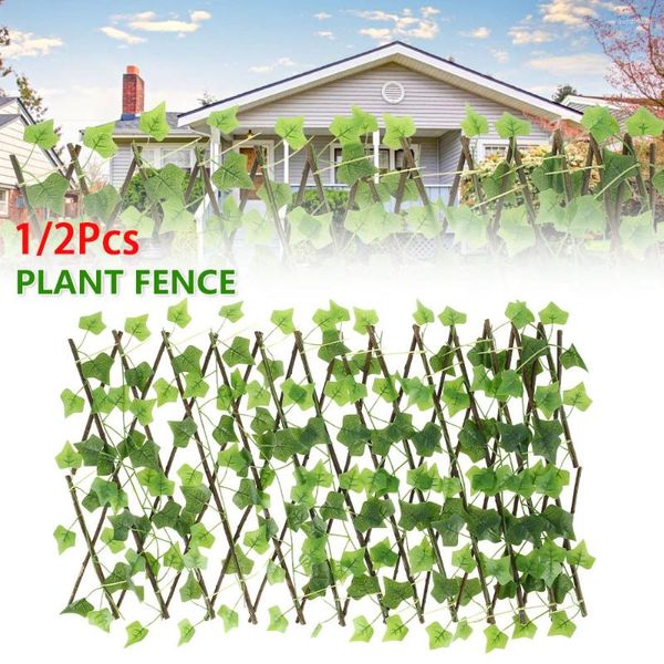 Flores decorativas 1/2pcs Planta artificial Ivy Green Folha de videira pendurada plantas falsas decoração de jardim de casa DIY Festa de casamento ao ar livre