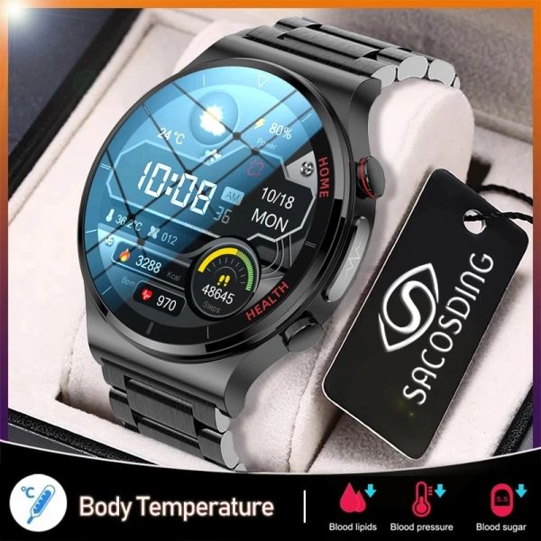 Relógios novos tratamentos a laser Três altos relógios inteligentes Men ECG PPG Freqüência cardíaca Pressão arterial Rastreador de saúde Smart Watch For Huawei Xiaomi