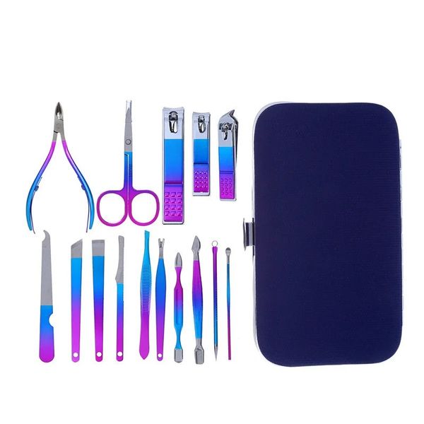 2024 7-12pcs Bunte Manikürenschneider Nagel Clipper Set Haushalt Edelstahl Ohrlöffel Nagel Clippers Pediküre Nagelschere Werkzeugfleischlosenstahl-Pediküre Set