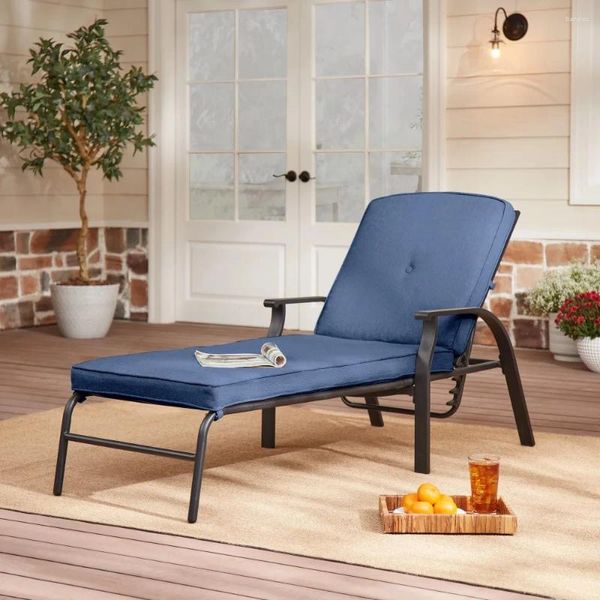 Лагерная мебель кресло для кресла на открытом воздухе Belden Park Cushion Steel Chaise - ВМС/Черный