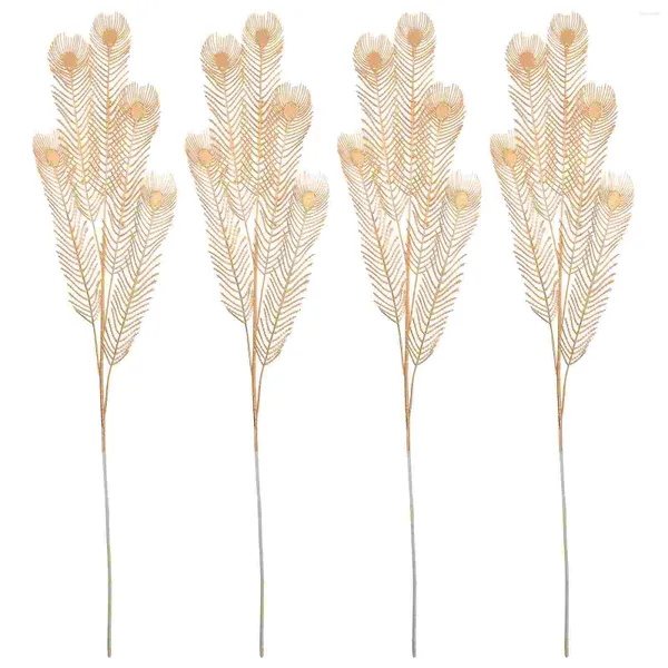 Flores decorativas 4 PCs Artificial for Wedding Decoration Bedroom Fake Adorn Folhas Dourado Holloween Deccor Branch Diy pp