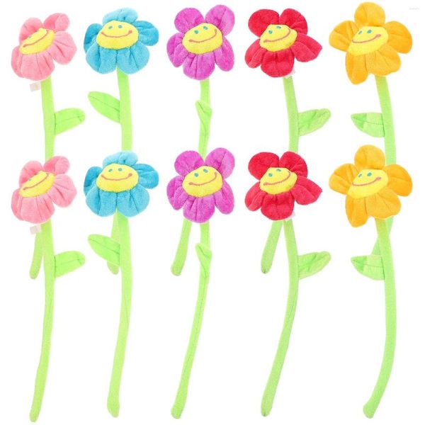 Flores decorativas 10pcs Daisy Flower Bouquet Hastes Gunflower Curtain Tieback Tieback Girassal Decoração falsa DIY