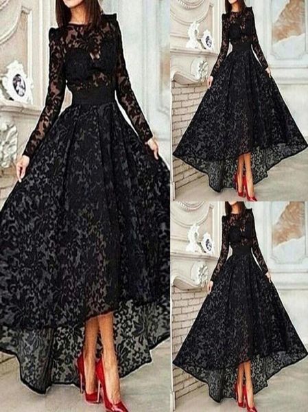 Fadistee Neuankömmlinge Party Abendkleider Vestido de Festa Highlow Prom Kleid Spitze Oneck Kleid Spaghetti Sexy muslim Lang Sleev4310787