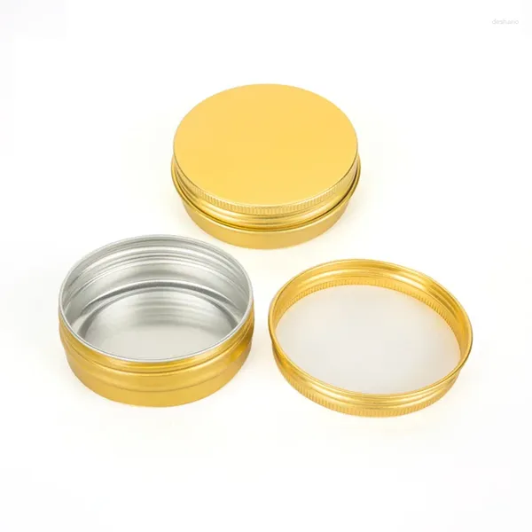 Garrafas de armazenamento 25pcs Tin metal rycyclable Recipiente cosmético Gold de alumínio preto preto jarra de alumínio 60g 60ml Creme de cuidados de cera vazia