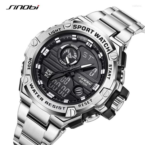 Armbanduhren Sinobi Digital Männer Militär Uhr 50m wasserdichtes Armbanduhr LED Quarzuhr Sportgeschenke Uhren Relogios Maskulino