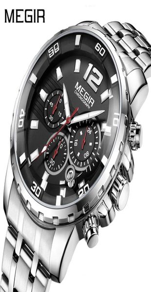 Megir Luxury Business Orologio da polso da uomo marca in acciaio inossidabile cronografo da uomo orologio orologio orario di oro
