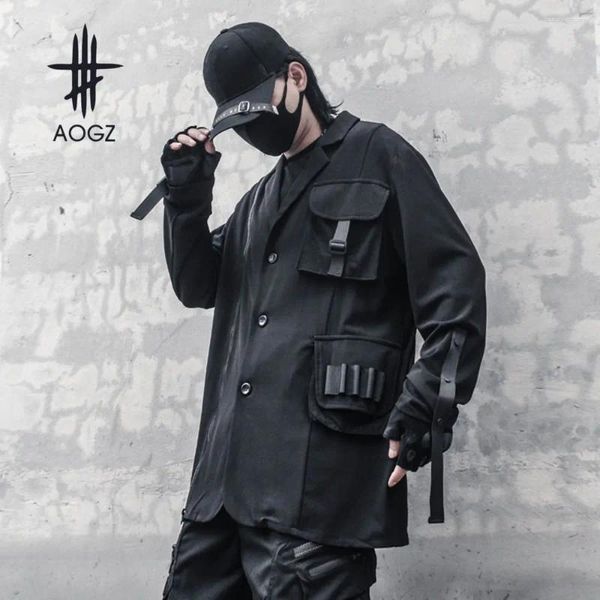 Jackets masculinos Aogz Techwear Jacket Tactical Men Men lapeel Windbreaker Casual Casual Soldied Moda de moda OUTURON OUTONO