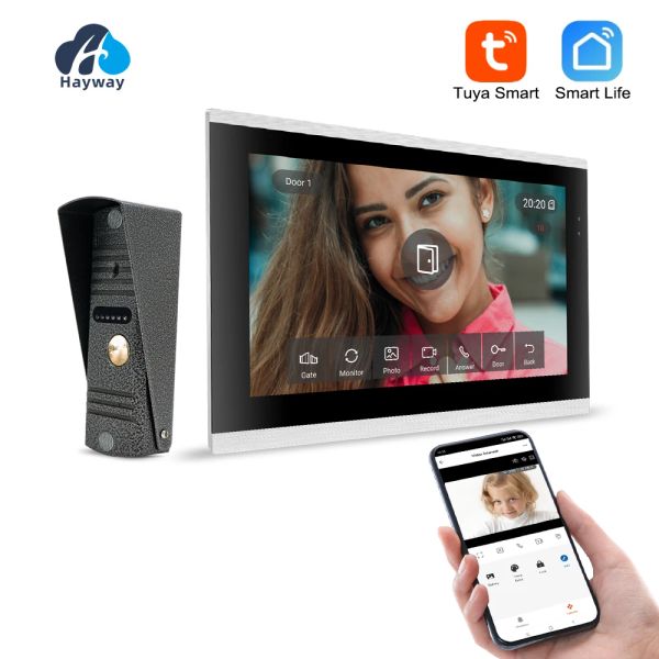 Intercom da 10 pollici ad alta definizione villa Video Intercom Sistema 1080p Home Doorbell Tuya App Wireless Intercom Sbloccaggio di rilevamento mobile,