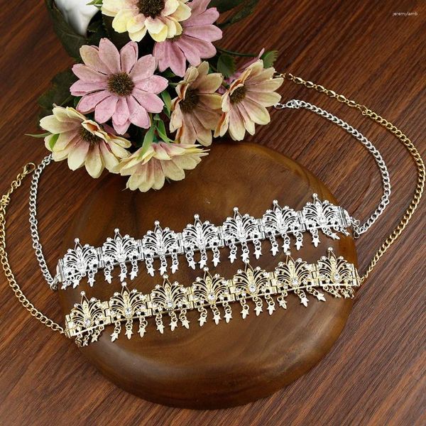 Haarklammern Sonnenspikeme Algerien Schmuck Frauen Ketten Haarband Braut Quasten Stirn Gold Silber Farbe Arabische dünne Blumenkrone