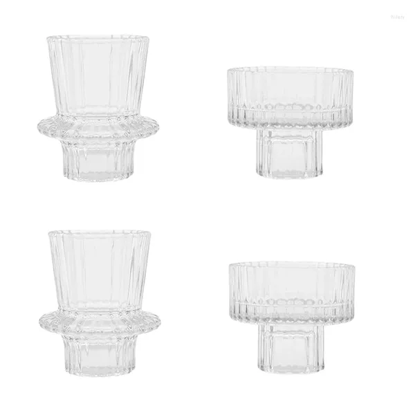 Titulares de vela 4 pcs vidro 2 tamanhos diferentes titulares de design moderno para decoração de casamento