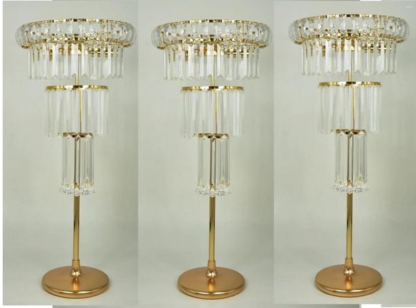 Decorazione per feste 4/5/10 pezzi in oro Crystal Flowe Vase Wedding Table Candelabra Porta del fiore di compleanno Decor