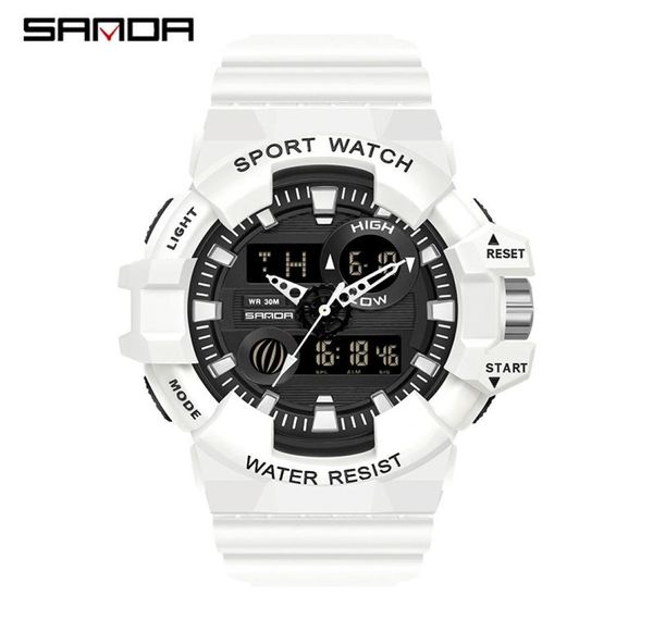 Armbanduhr Sanda Brand Männer Sport Uhren Dual Display Analog digitales LED Elektronische Quarz wasserdichte Schwimmen Military Watch3380823