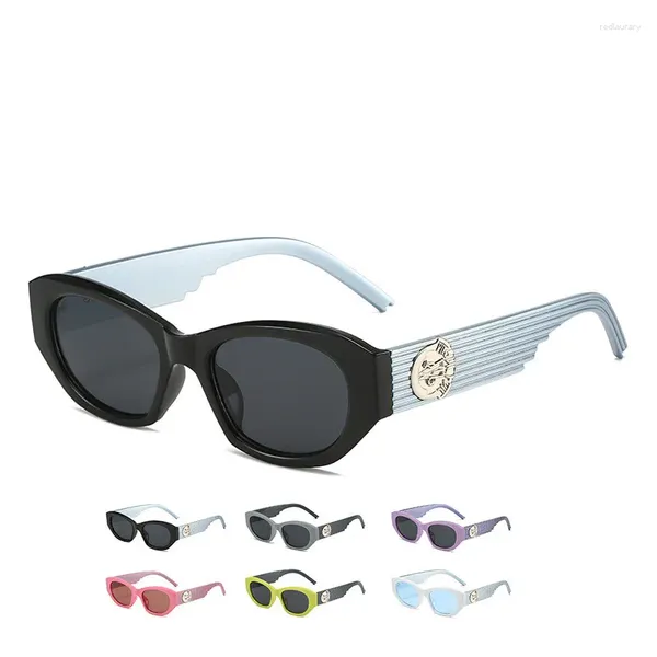 Óculos de sol, designer de marca gato olho redondo tonalidades retrô de óculos femininos clássicos vintage dirigindo feminino 202