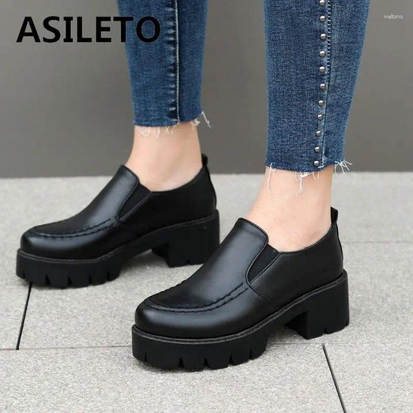 Scarpe vestiti asileto marca pompe per leisure femminili tacchi rotondi tacchi roti piattaforma da 5 cm slittamento da 2,5 cm su mocassini più dimensioni 42 43 donne quotidiane