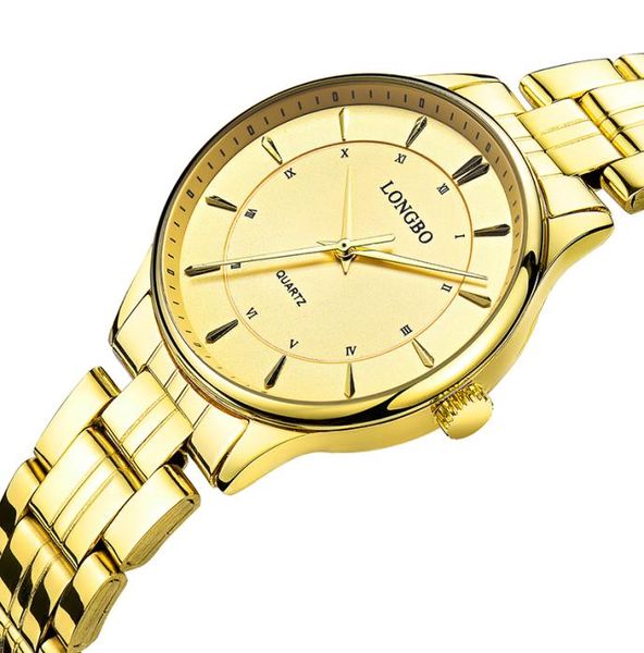 Longbo Quartz Watch Lovers Watches Frauen Männer Paar analog Uhren Ledergelenkwatches Fashion Casual Uhren Gold 1PCS 802296815871