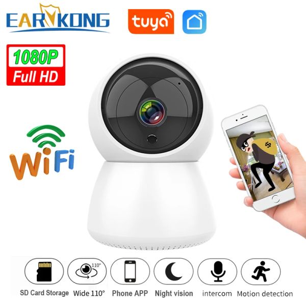 Камеры earykong tuya wifi Внутренняя камера 1080p HD Ptz Home Brogglar Security Alarm Camera Twoway Audio Tuya Smart App