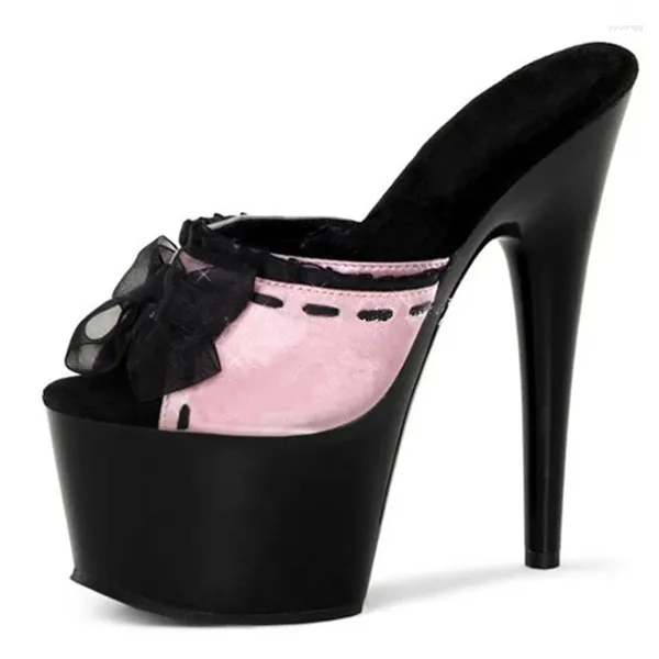 Тапочки Lady Fashion High Heel Shoes Sexy Bowtie Party сетчатые кружевные каблуки 17 см. Платформы для женского свадебного платья