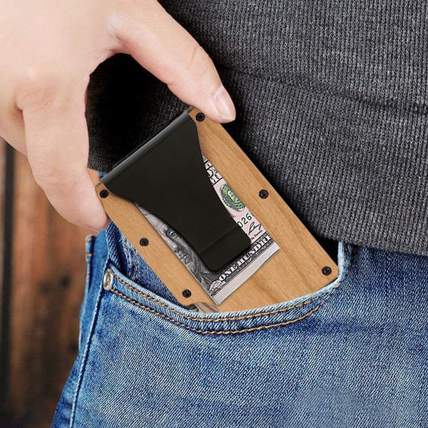 Вишнево -деревянный кошелек Clip New Business Clip Clip Кредитная карта Новая упаковка также можно использовать в качестве закладок и папок