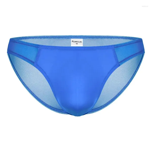 Cuecas resumos masculinos de baixa cintura sexy sexy malha semi-transparente respirável sem costura masculina fina cueca