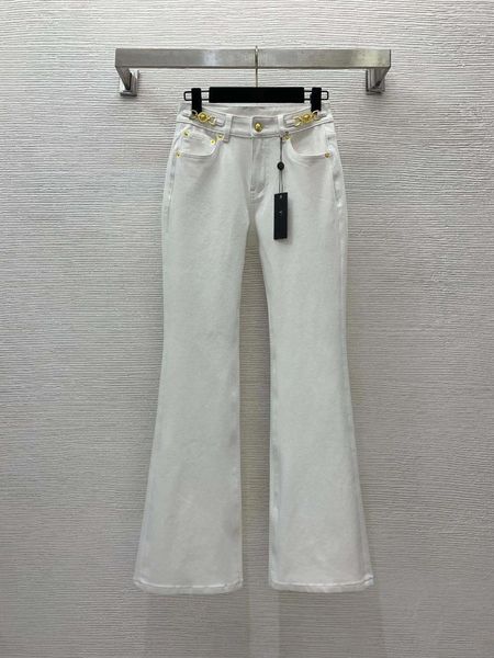 Jeans femininos Slimming Micro -Alto -falante!Acessórios clássicos de hardware de ouro simples e sólidos elásticos jeans Slim Fit!