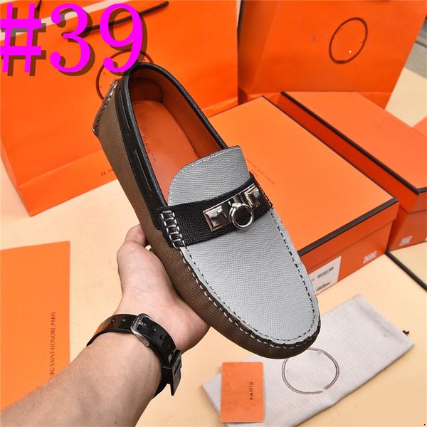 40model Men Men Cou couro de vaca Crocodilo Grain Estilista Soxotores de alta qualidade Sapatos casuais de negócios homens artesanais de couro genuíno Mocassins Tamanho 38-46