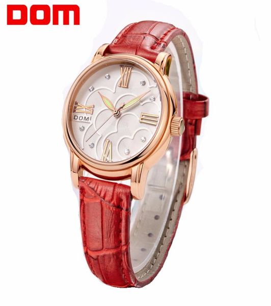 Assista Women Dom Brand Brand Elegant Retro Relógios Moda Ladies Quartz Relógios Mulheres Casual Couro Mulheres039s Relógios de pulso G11163834