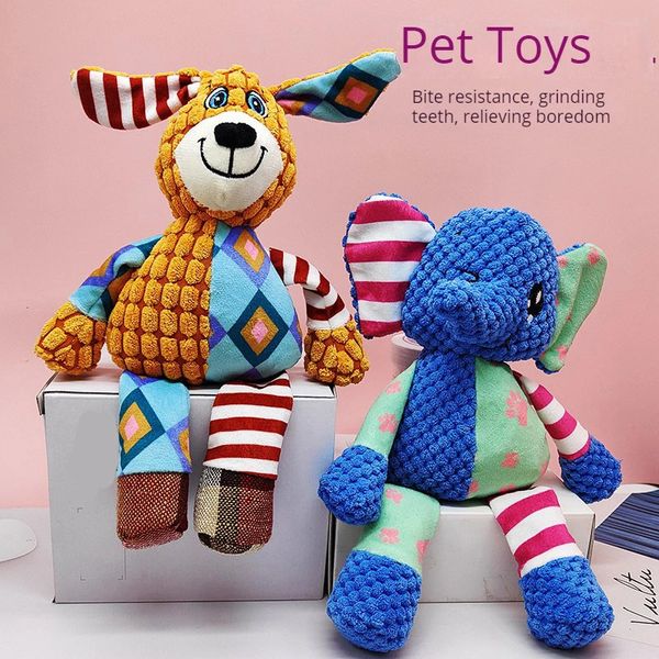 Pet Pet Rached Doll Toy Squeak Dogs Artigo de pelúcia de dentes Morda de treinamento de filhote de filhote de filhote de filhote de mastigar suprimentos indestrutíveis 240328