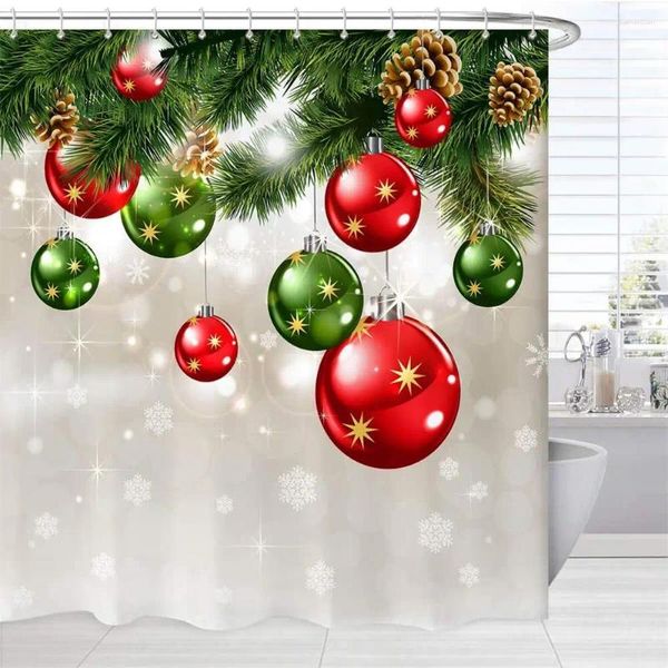 Tende per doccia tende di moda natale natalizia colorata decorativa pino ramo mobilità decorazione del bagno in tessuto impermeabile con gancio