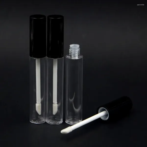 Depolama Şişeleri 100pcs 10 mL Siyah kapaklı 10 ml Plastik Plastik Boş Ruj Tüpü Kozmetik Konteyner