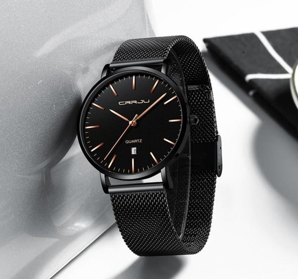 Relogio Masculino Crrju Mans Watchs Top Luxury Blue impermeabile orologi Ultrathin Casual Quartz Watch Men Sports Clock NIC1430060
