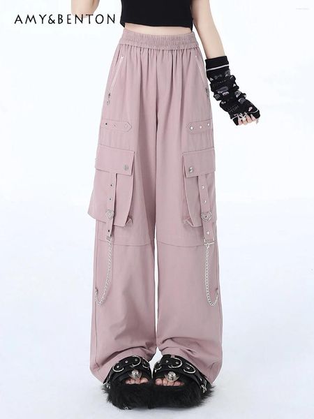 Pantaloni da donna y2k catena gotica in vita alta donna sottile donna sorpassata dolcezza dolcezza simpatica pantaloni per la tuta in stile preppy casual