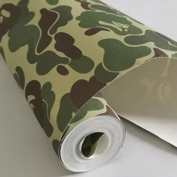 Papéis de parede têm uma marca de maré de cola fosco Japão Japão Padrão Camouflage College College Domeritório Decoração Decoração de Wallpaper Hip Hop Europa