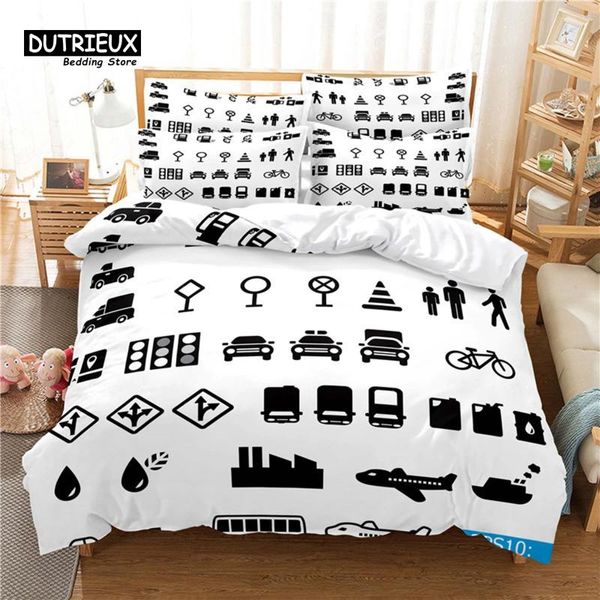 Conjuntos de roupas de cama Conjunto de impressão digital 3pcs Tampa de edredão suave confortável respirável para decoração de quarto de hóspedes do quarto