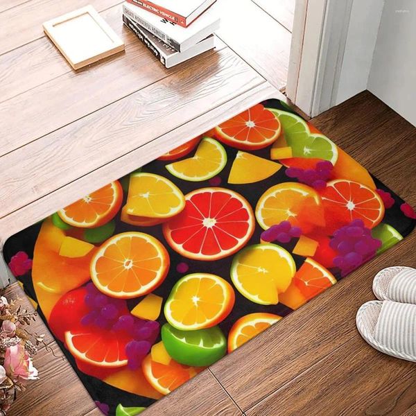 Tapetes frutas padronizar laranja rubi vermelho uva limão lima não deslizamento capacho de carpete da sala de estar de banheiro tapete de porta de entrada