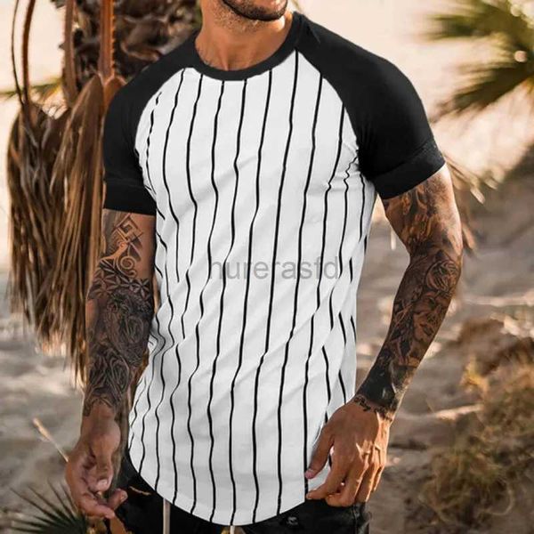 T-shirt maschile classica maglietta a strisce per uomo costumi sportivi casual top di moda magliette di grandi dimensioni per maschi corta maschili vestiti streetwear 2445