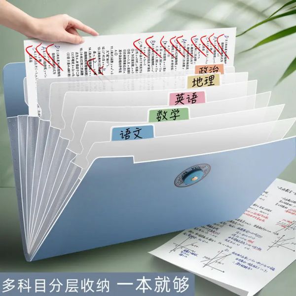 Pasta Caixa de armazenamento multicamada Caixa de armazenamento LargeCapacity Bag A4 Test Paper Clip Box Transparent Insert Document Organizer Bag Organ